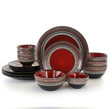 Gibson Elite Café Versailles 16 Piece Double Bowl Dinnerware Set - Red - $83.11
