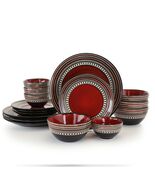 Gibson Elite Café Versailles 16 Piece Double Bowl Dinnerware Set - Red - $103.00