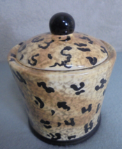 Home Interiors Ceramic Lidded Cotton Qtip Decorative Treasure Jar Animal Print - £8.70 GBP