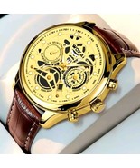 Men&#39;s Quartz Luxury Dial Sport Fashion Wrist Watch Leather Strap Free Sh... - $226.34 MXN