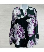 New Calvin Klein Women&#39;s Size Petite Small Roll Tab Sleeve Multicolor Fl... - €20,56 EUR