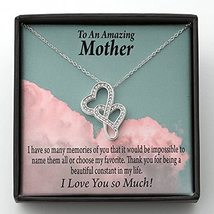 Express Your Love Gifts to Mom Constant in My Life Double Hearts Necklace Messag - £35.77 GBP