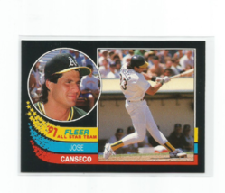 Jose Canseco (Oakland A&#39;s) 1991 Fleer All Star Team Insert Card #8 - £3.92 GBP