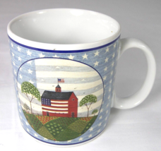 America the Beautiful Coffee Cup Mug Beaker Warren Kimble 1999 Sakura Flag Barn - £8.35 GBP
