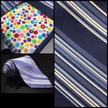 Men Silk Necktie by City of London blue yellow green white diagonal tie USA made - £10.02 GBP