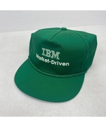 Vintage IBM Market Driven Snapback Hat Green White Trucker 90s Tech Comp... - £18.22 GBP