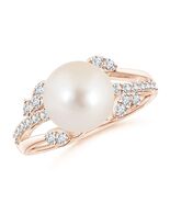 ANGARA Freshwater Pearl and Leaf Ring in 14K Solid Gold (Grade: AAAA | 9mm) - $1,840.07