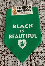 DoggiedannaBLACK IS BEAUTIFUL Design Green Dog Bandana MEDIUM LARGE Tie ... - £4.38 GBP