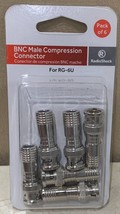 Pack of 6 RG-6U BNC Male Compression Connector CCTV Premium Coax Cable A... - $8.99