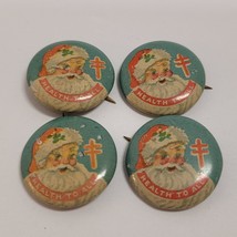 Vtg Lot 4 National Tuberculosis Pinback Button Double-Barred Cross Santa Claus - £31.15 GBP