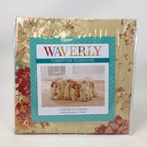 Waverly Ballad Bouquet 2 Piece Ottoman Slipcover in Blush Floral 116&quot; New - $51.60 CAD