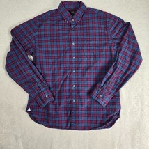J Crew Button Up Shirt Mens Size Large Maroon Blue Plaid Preppy Classic ... - $19.94