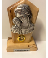 Blessed Mother with Child Pewter Image set on Wood, Small, New from Beth... - £10.30 GBP
