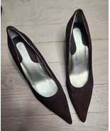 Nine West Pointed Toe Heel 9.5M Brown Suede Slip On Pump - $25.36 CAD