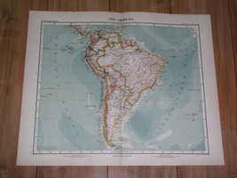 1910 Antique Map Of South America Brazil Argentina Ecuador Chile Peru Bolivia - £15.08 GBP
