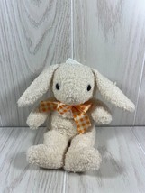Walmart small plush cream bunny rabbit Easter beanbag orange white gingham bow - £11.83 GBP