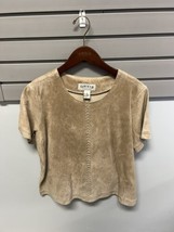ORVIS Leather Shirt WOMENS sz 16 L/XL suede pullover camp fishing vintage hanger - £31.41 GBP
