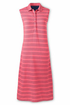 Lands End Women&#39;s Sleeveless Polo Dress Cameo Blush Dots New - £27.96 GBP