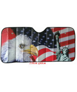CAR WINDOW SUN SHADE WITH NICE PRINTED EAGLE AND AMERICAN FLAG - $12.19