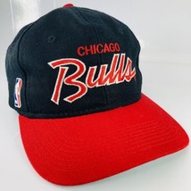 Sports Specialties Chicago Bulls Script Snapback VTG 90s Hat Cap NBA Jordan - £117.19 GBP