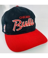 Sports Specialties Chicago Bulls Script Snapback VTG 90s Hat Cap NBA Jordan - £105.59 GBP