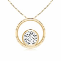 ANGARA Natural Diamond Open Circle Pendant Necklace in 14K Gold (HSI2, 0.5 Ctw) - £1,061.62 GBP