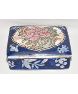 Mid/Late 20th Century Chinese Porcelain Trinket Box Hand Painted Floral ... - £27.93 GBP