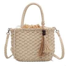 2022 Women&#39;s Shoulder Crossbody Bag Simple Knitting Soft Summer Straw Korean Bea - £37.85 GBP