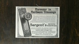 Vintage 1909 Sargent&#39;s Artistic Hardware Original Ad 721 - £5.23 GBP
