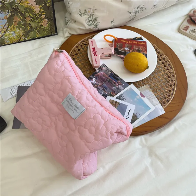 Flower Pattern Women Makeup Bag Pink - £6.96 GBP