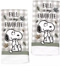 SET OF 2 COTTON TOWELS(16&quot;x26&quot;)PEANUTS SNOOPY DOG &amp;LEAVES,FALL IS MY FAV... - £11.70 GBP