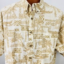 Hawaiian Aloha 2 XL Shirt Tapa Tiki Hut Palm Trees Geometric Tropical Puritan - £32.14 GBP