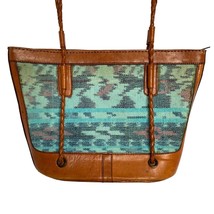 Handmade Leather Guatemala Hand Woven Fabric Braided Handle Shoulder Bag Purse - £79.79 GBP
