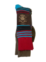 English Laundry Men&#39;s Striped Mid-Calf Socks, Blue/Brown/Black/Red-Size 6.5-12 - £11.82 GBP