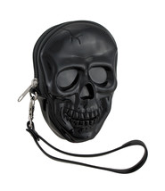 Zeckos Glossy Black Molded Skull Shaped Wristlet Purse with Removable Strap - £23.29 GBP