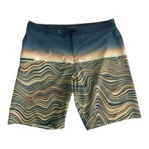 Oneill Mens Swim Board Shorts Size 36 Green Peach 9.5&quot; Inseam Pocket Hyp... - $19.25