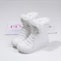Plus size 35-44 New snow boots women wedges lace up ankle boots white black plat - £59.59 GBP