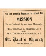 Vtg 1907 San Francisco California CA St Paul&#39;s Church Advertising Handbill - £17.26 GBP