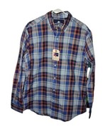 Saddlebred Shirt Mens M Button Dn Blu Plaid WRINKLE FREE Cotton Lng Slee... - $43.80 CAD