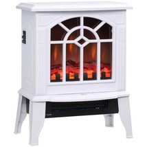 White Electric Fireplace Heater with Realistic Log Flame LED - £143.93 GBP