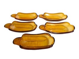 Indiana Glass Company Amber Pressed Glass Banana Split Dishes Boats - Se... - £19.45 GBP