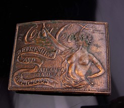 Vintage Coca Cola buckle  / Nude Bronze / brass Belt buckle / Art Deco Advertisi - £74.20 GBP