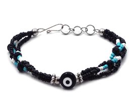 Mia Jewel Shop Evil Eye Nazar Crystal Seed Beaded Multi Strand Bracelet ... - £11.84 GBP