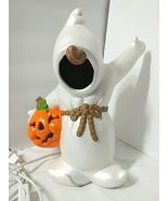 Vtg Halloween Ceramic Ghost Holding Pumpkin 11&quot; Headless Horseman + ligh... - $1,034.67 MXN