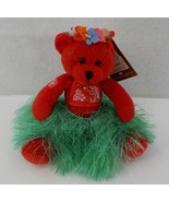 HAWAIIAN COLLECTIBLES RED TEDDY BEAR BEARFOOT PASSPORT BABY FLOWER HULAS... - £15.78 GBP