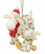 Lenox Marcie &amp; Baby Marcel Moose Ornament Wrapped in Lights 2019 #889432... - £70.21 GBP