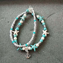 Vintage Style Shell Beads Starfish Anchor for Women Multi Layer Anklet Leg Brace - £3.96 GBP