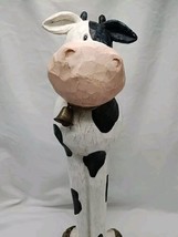 Cow With Bell Wooden/Ceramic House/Outdoor Decor 17.5&quot; - $45.53