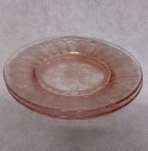 Jeanette Floral Poinsettia Pink Salad Plates 2 8&quot; Depression Glass - £19.63 GBP