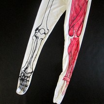 Vintage Inside Out Bodywear Leggings Anatomy Image Bones Muscles 1970s - $59.38